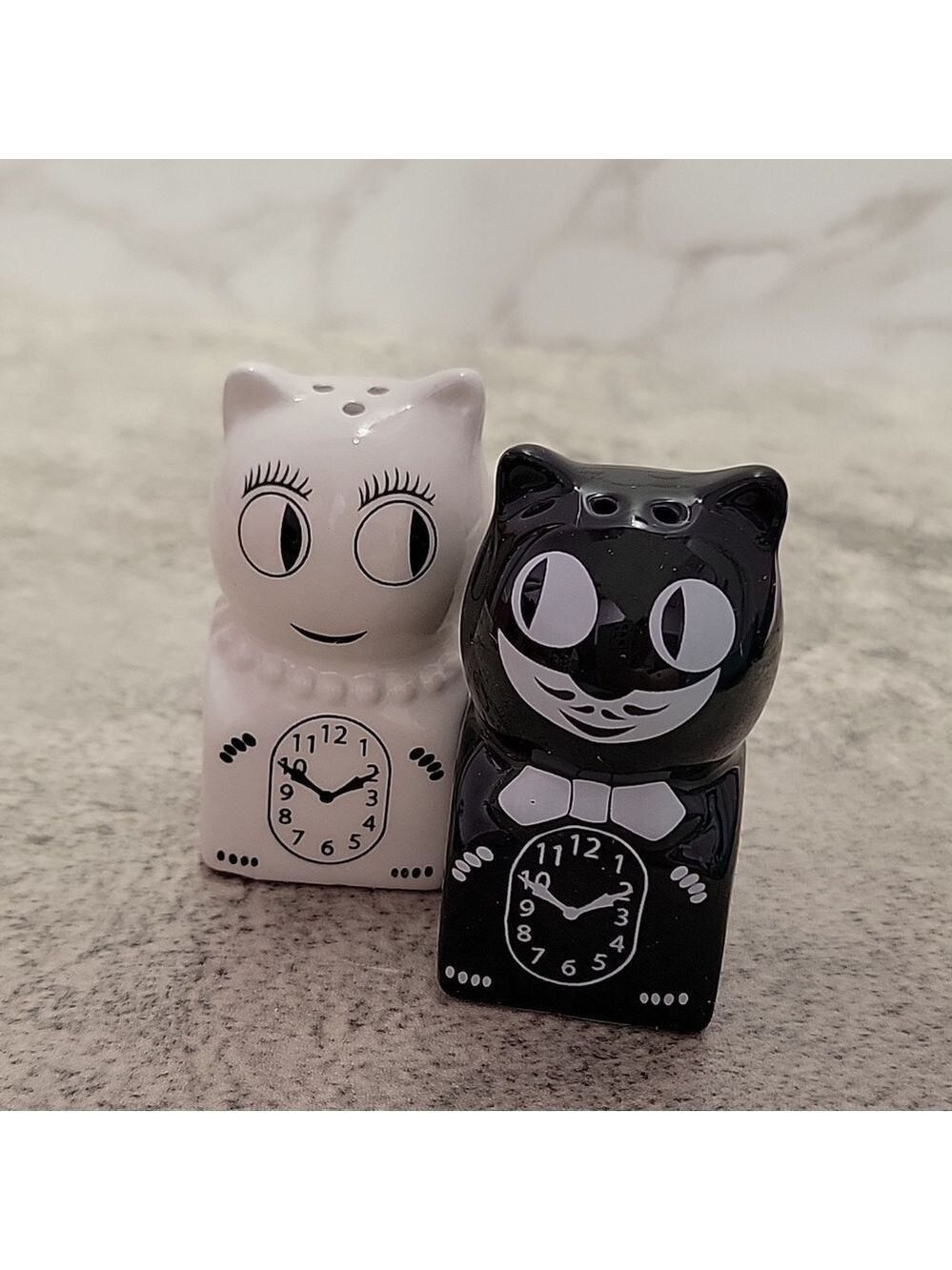 Kit Cat Klock Clock Salt & Pepper Shakers Hand Painted Ceramic - Picture 3 of 7